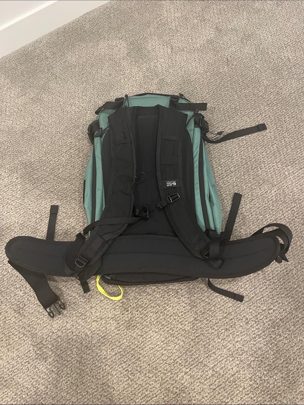 Mountain Hardwear Black Backpack with Teal Panels and Yellow Accents - Picture 2 of 2